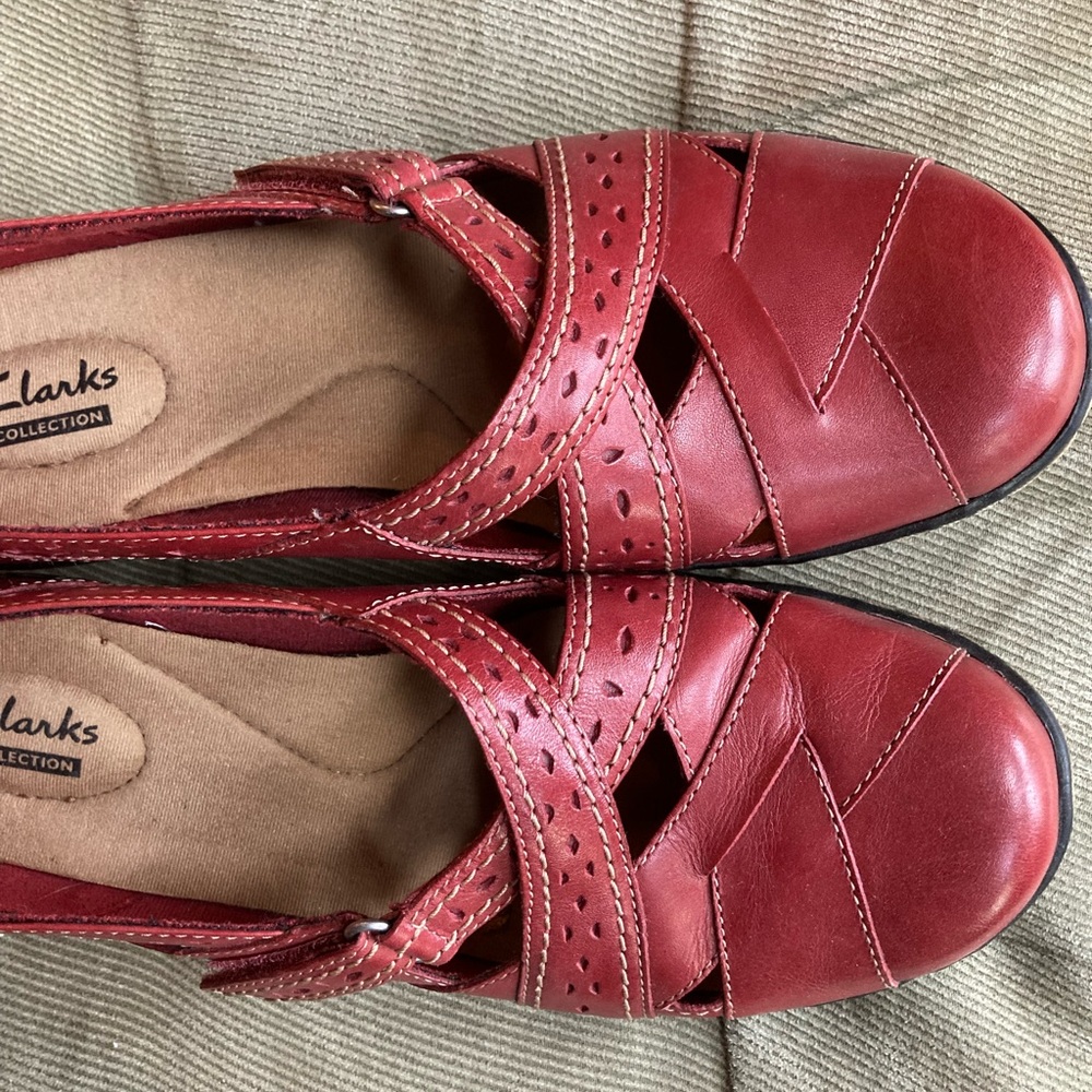 Clark Collection Deep Red Leather Shoes